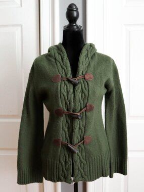 Autumn Cashmere Merino Cashmere Blend Toggle Front Hooded Cardigan Sweater Sz S